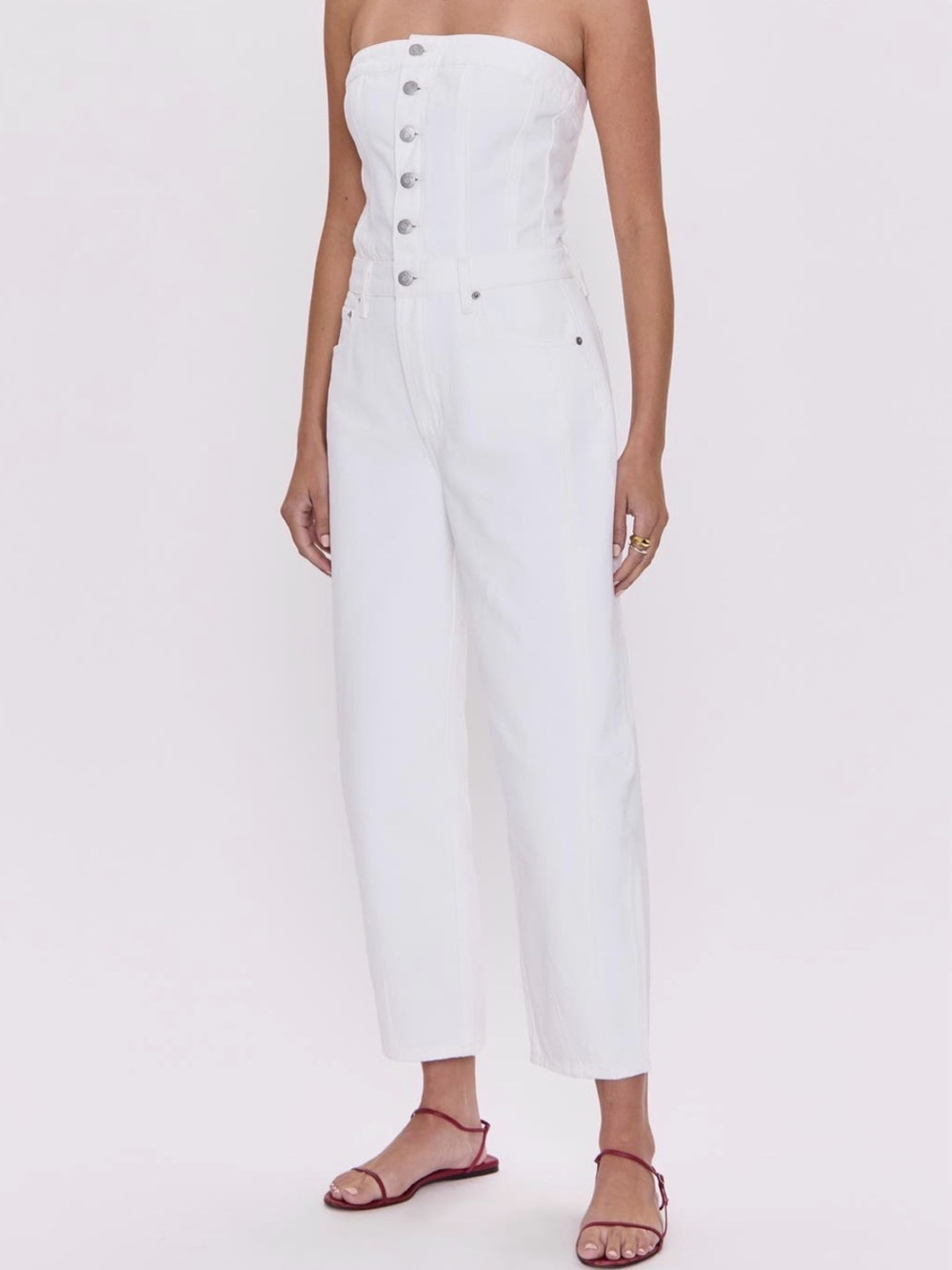 pistola White Strapless Cropped Jumpsuit